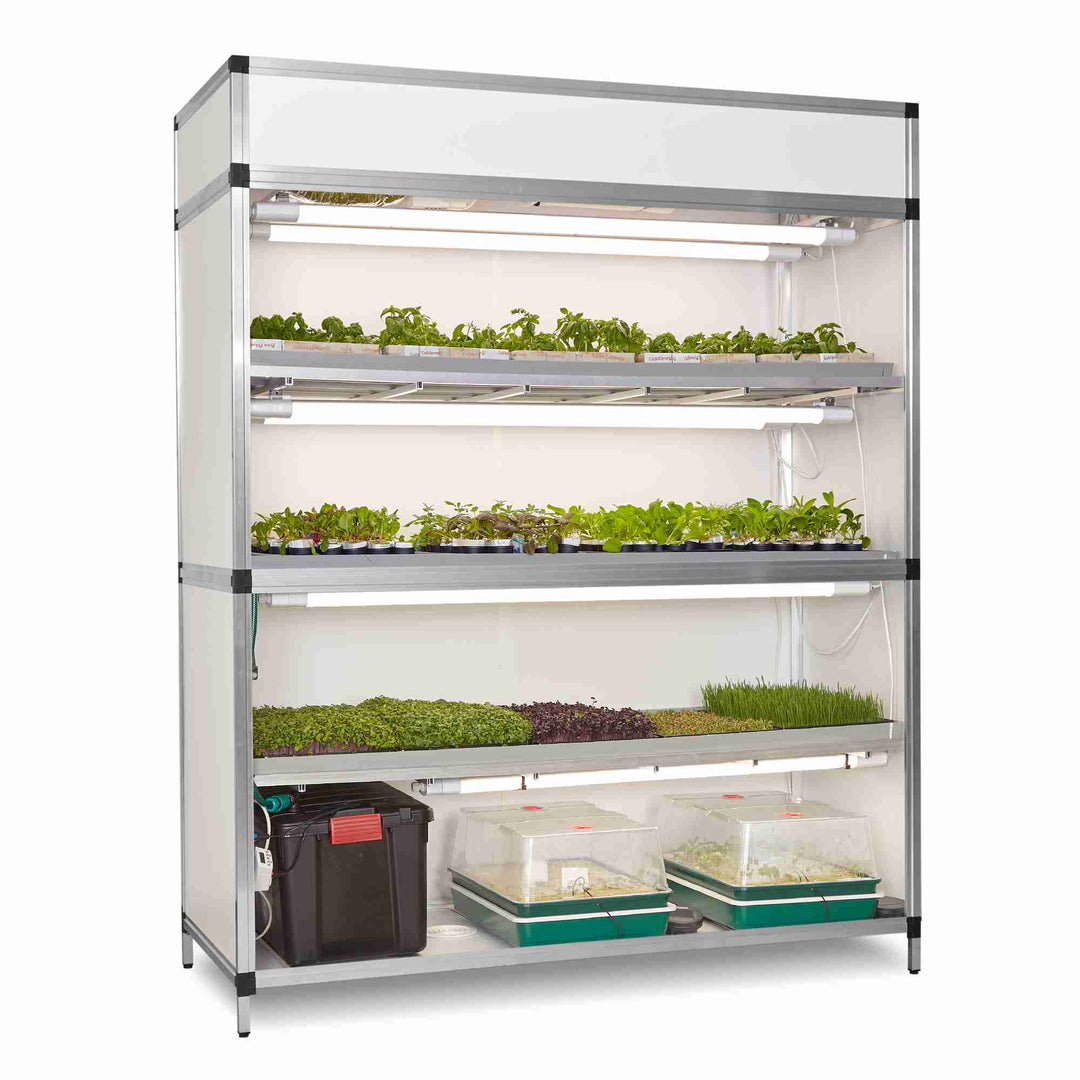Multi layer grow cabinet for leafy greens herbs and microgreens