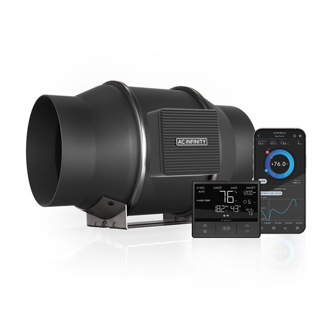 CLOUDLINE PRO T6, Stille Inline Kanalventilatorsystem med Temperatur- og Fugtighedsregulator VPD 150 mm