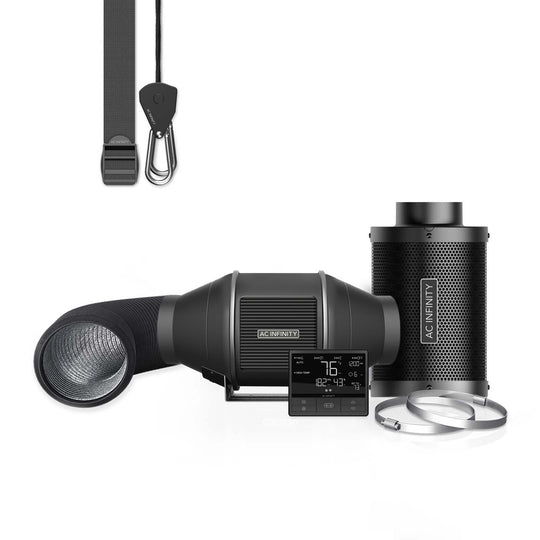 Air Filtration Kit PRO 100mm, Inline Fan with Smart Controller, Carbon Filter & Ducting Combo