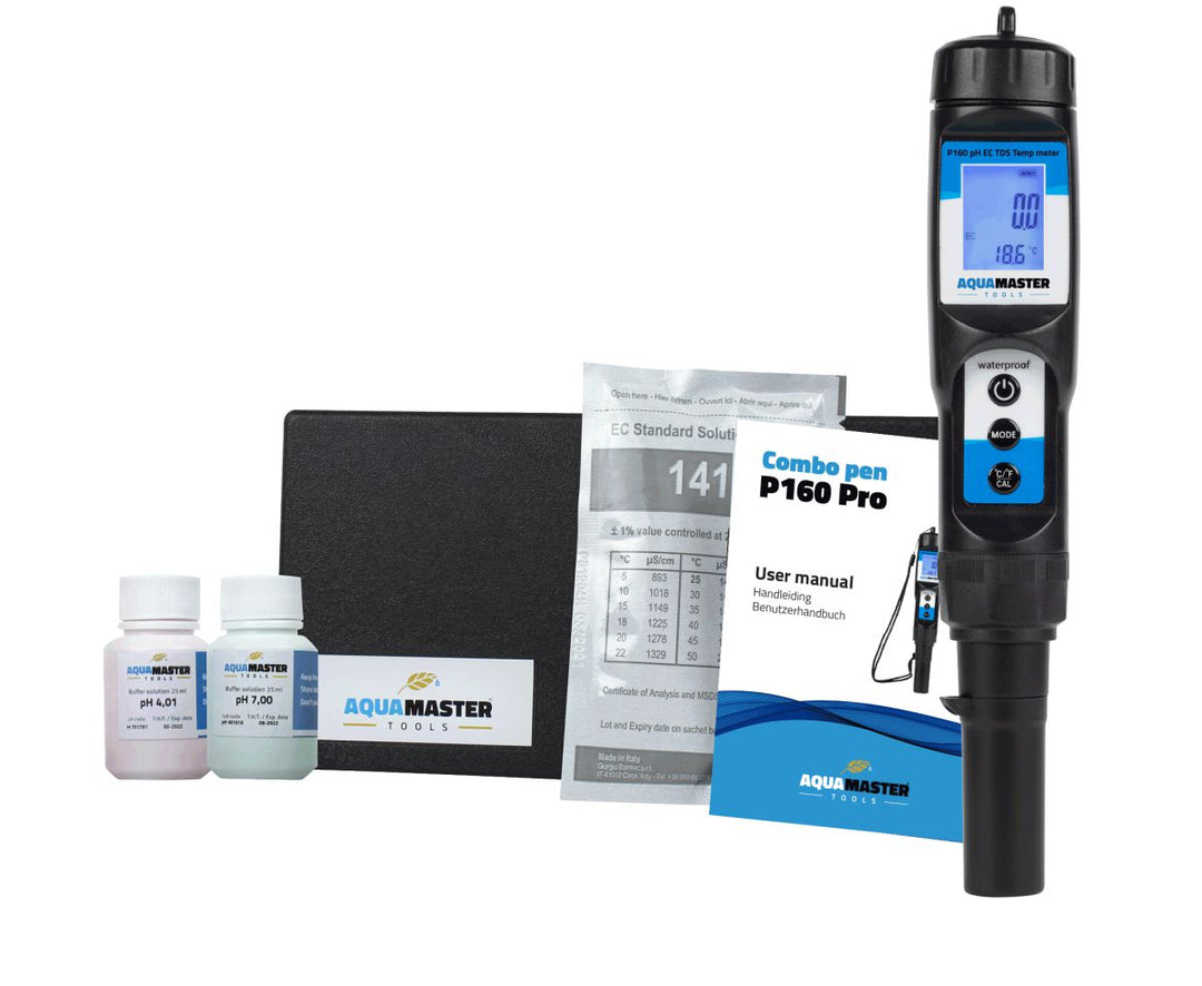 Aqua Master – pH-, EC-, TDS-, PPM- ja Termo-yhdistelmäkynä P160 Pro