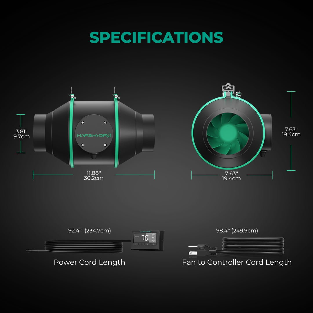 (100mm) Inline Duct Fan with Thermostat Controller