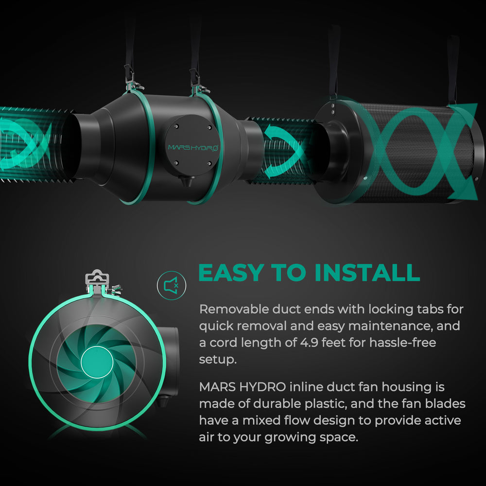 Mars Hydro 6″ (150mm) Inline Duct Fan with Speed Controller