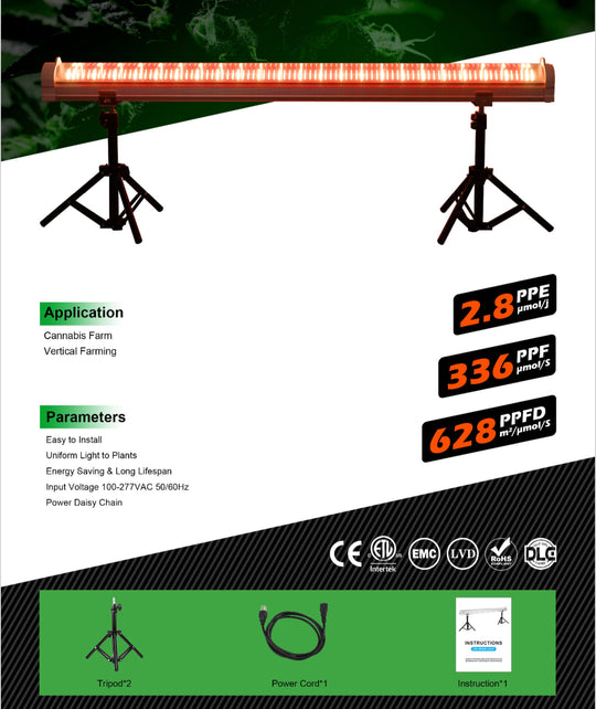 LED-vækstlampe til underdækning 120W 2,8 umol/j