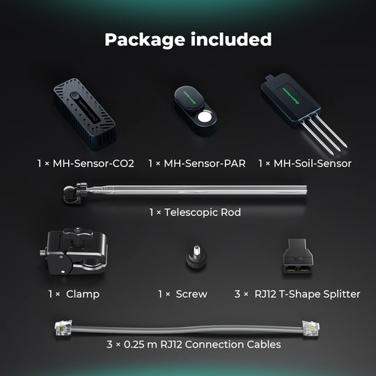 Smart Sensor Kits CO2 Sensor, PPFD Sensor, Soil Sensor