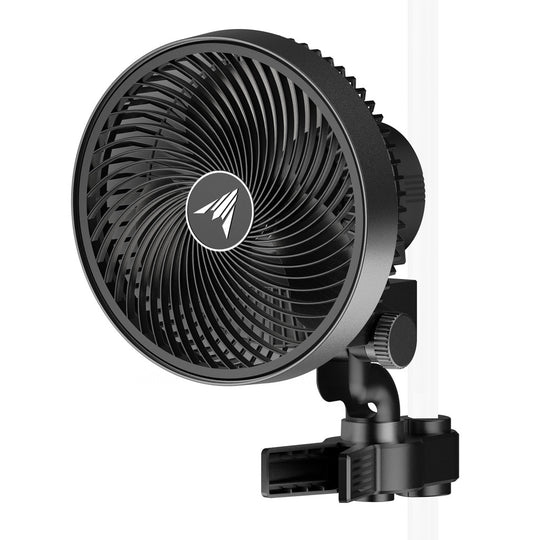 CLOUDRAY S9, teltventilator til montering på stang 225 mm, EC-motor, automatisk oscillation, 10-trins dynamiske vindtilstande og ventilatorhastigheder