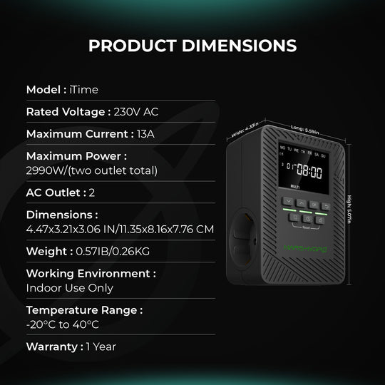 iTime 2-in-1 Smart Timer – Dual Plug, App Remote Control & Flexible Scheduling